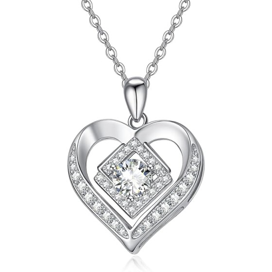 Butterfly/Infinite/Droplet/Square Love Heart Necklace for Women 925 Sterling Silver CZ Pendant Necklace Wedding Anniversary Birthday Mothers Day Jewelry Gifts for Her Mother Wife